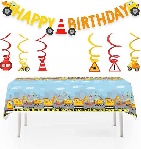 لوازم حفلات أعياد الميلاد من ماي غريكا (تخدم 20) - زينة عيد ميلاد للشاحنة للأولاد - بالونات كبيرة الحجم، أطباق وأكواب، وأغطية الكب كيك وملفات، لافتة عيد ميلاد سعيد، تزيين بالونات. in Kuwait