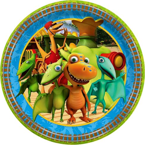 Treasures Gifted Officially Licensed Dinosaur Train Dinner Plates 8ct - 9in Dinosaur Train Party Plates - Dinosaur Train Birthday Party Supplies - Dinosaur Train Paper Plates - Dinosaur Train Plates in Saudi Arabia
