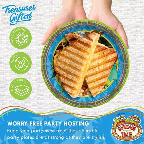 Treasures Gifted Officially Licensed Dinosaur Train Dinner Plates 8ct - 9in Dinosaur Train Party Plates - Dinosaur Train Birthday Party Supplies - Dinosaur Train Paper Plates - Dinosaur Train Plates in Saudi Arabia