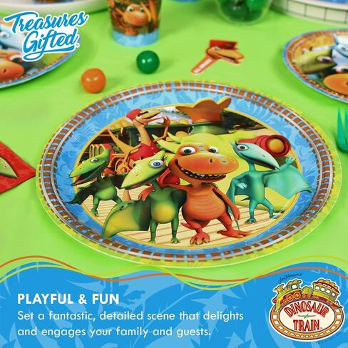 Treasures Gifted Officially Licensed Dinosaur Train Dinner Plates 8ct - 9in Dinosaur Train Party Plates - Dinosaur Train Birthday Party Supplies - Dinosaur Train Paper Plates - Dinosaur Train Plates in Saudi Arabia
