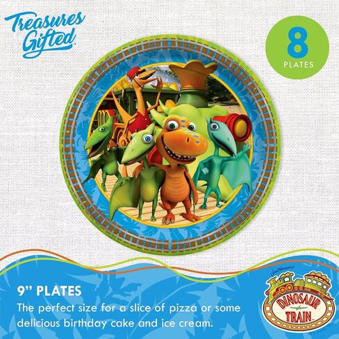 Treasures Gifted Officially Licensed Dinosaur Train Dinner Plates 8ct - 9in Dinosaur Train Party Plates - Dinosaur Train Birthday Party Supplies - Dinosaur Train Paper Plates - Dinosaur Train Plates in Saudi Arabia