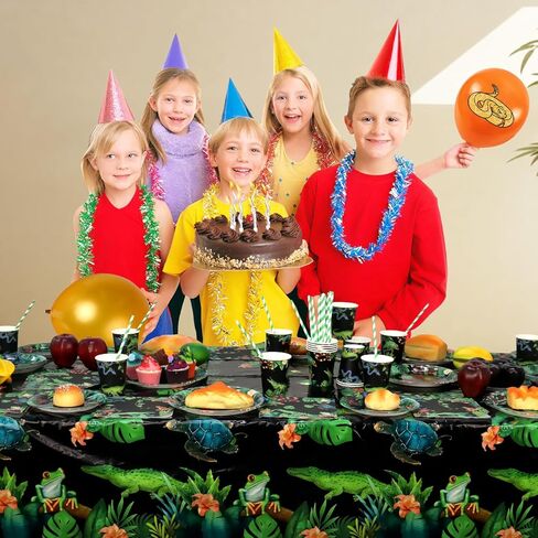 ديكورات حفلات أعياد ميلاد الزواحف من Obussgar - لوازم حفلات الزواحف بما في ذلك الأطباق والأكواب والمناديل ومفارش المائدة لديكورات حفلات الزواحف - قطع 40 (40) in Kuwait