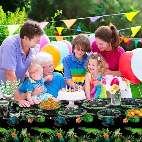 ديكورات حفلات أعياد ميلاد الزواحف من Obussgar - لوازم حفلات الزواحف بما في ذلك الأطباق والأكواب والمناديل ومفارش المائدة لديكورات حفلات الزواحف - قطع 40 (40) in Kuwait