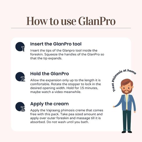 Vajraang GlanPro - Stretching Tool for Phimosis | Ergonomic & Safe to use | with Phimosis Cream and Safe Pouch and Stopper | Works on pinhole Phimosis to Type 1 in Saudi Arabia