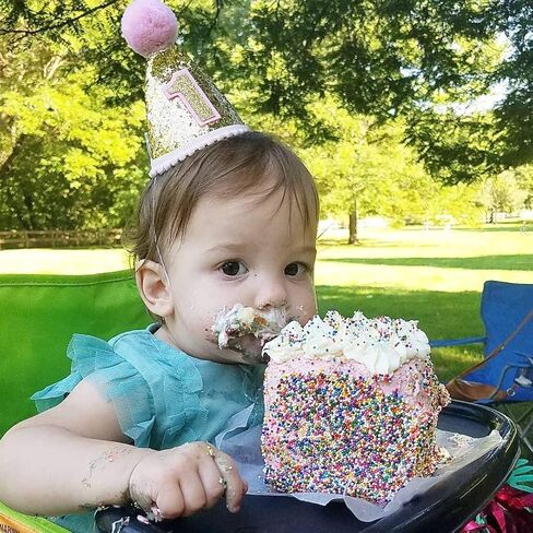 Finduat Baby Girl 1 قبعة مخروطية لعيد الميلاد، تاج عيد ميلاد طفلة قابلة للتعديل لمستلزمات حفلات عيد الميلاد الأولى للفتيات الصغيرات in Kuwait