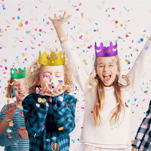 24 Pieces Mardi Gras Paper Crowns Party King Crown Glitter Crown for Birthday Celebration Baby Shower Photo Props Celebration, Green, Gold and Purple in Saudi Arabia