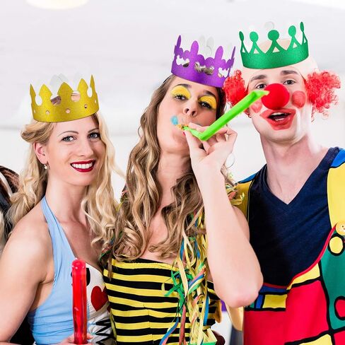 24 Pieces Mardi Gras Paper Crowns Party King Crown Glitter Crown for Birthday Celebration Baby Shower Photo Props Celebration, Green, Gold and Purple in Saudi Arabia