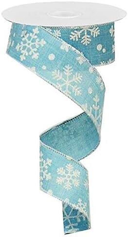 Falling Snow Royal Burlap Wired Edge Ribbon - 1.5" x 10 Yards (Navy Blue) in Saudi Arabia