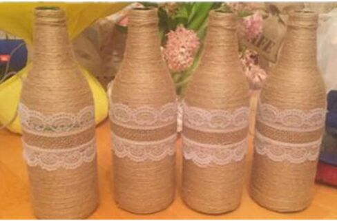 شريط أوكسو مصنوع من الخيش الطبيعي مع شريط مزخرف بالدانتيل الأبيض أشرطة من قماش الجوت 1.000 متر in Kuwait