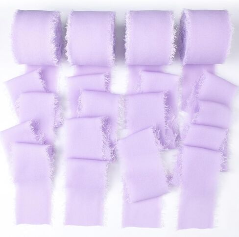 Peach Fringe Chiffon Silk Ribbon 1-1/2 Inch x 40Yd Peachpuff Ribbons Set Handmade Frayed Fabric Ribbon Boho Cloth Ribbon for Wedding Invitation Bridal Bouquet Gift Wrapping DIY Crafts in Kuwait