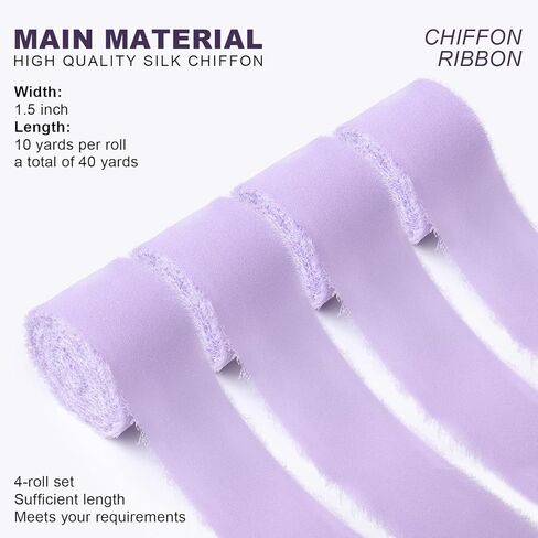 Peach Fringe Chiffon Silk Ribbon 1-1/2 Inch x 40Yd Peachpuff Ribbons Set Handmade Frayed Fabric Ribbon Boho Cloth Ribbon for Wedding Invitation Bridal Bouquet Gift Wrapping DIY Crafts in Kuwait