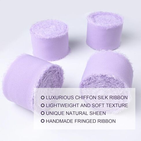 Peach Fringe Chiffon Silk Ribbon 1-1/2 Inch x 40Yd Peachpuff Ribbons Set Handmade Frayed Fabric Ribbon Boho Cloth Ribbon for Wedding Invitation Bridal Bouquet Gift Wrapping DIY Crafts in Kuwait