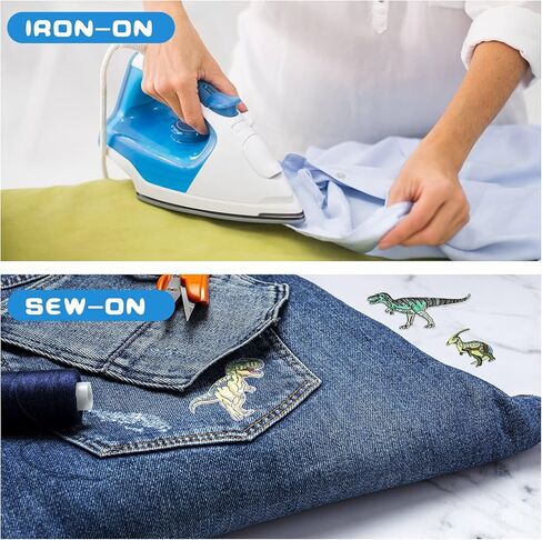 Aucuu 14 حزمة من الرقع المطرزة على شكل ديناصور، مزخرفة للملابس، والقبعات، والجينز، والسترات، والفساتين، والكي أو الخياطة على الرقع، وإكسسوارات تزيين لطيفة DIY لملابس الأولاد والبنات in Kuwait