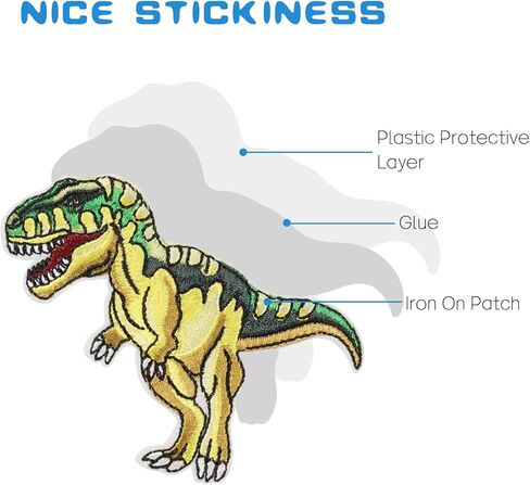 Aucuu 14 حزمة من الرقع المطرزة على شكل ديناصور، مزخرفة للملابس، والقبعات، والجينز، والسترات، والفساتين، والكي أو الخياطة على الرقع، وإكسسوارات تزيين لطيفة DIY لملابس الأولاد والبنات in Kuwait
