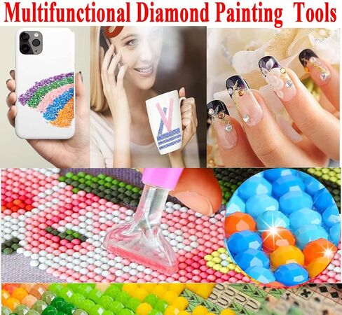 مجموعة اكسسوارات الرسم الماسي - 5 دي من الخرز الماسي المنقط بديلة، احجار مثقاب مفقودة للبالغين، اداة شمع للتطريز بنفسك - 30 لون، 1500 احجار كريمة دائرية، 3 صلصال صمغ، 2 قلم غرز، 2 صينية in Kuwait