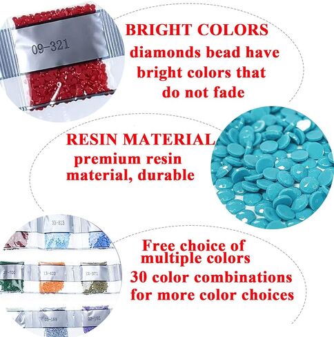 مجموعة اكسسوارات الرسم الماسي - 5 دي من الخرز الماسي المنقط بديلة، احجار مثقاب مفقودة للبالغين، اداة شمع للتطريز بنفسك - 30 لون، 1500 احجار كريمة دائرية، 3 صلصال صمغ، 2 قلم غرز، 2 صينية in Kuwait