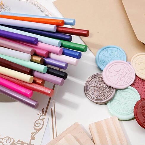 25 Pcs Sealing Wax Sticks, Glue Gun Sealing Wax Sticks, Sealing Wax Hot Glue Stick, Glue Gun Wax Seal Sticks, Wax Sticks for Stamp Seals Glue Gun in Kuwait