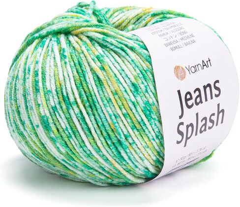 YarnArt Jeans Splash - Variegated Sport Yarn 55% Cotton 45% Acrylic 1 Skein/Ball 50 gr 174 yds Cotton Yarn Knitting Yarn Soft Yarn amigurumi Cotton Yarn (940) in Saudi Arabia
