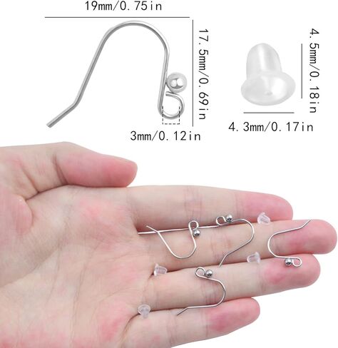 50pcs Stainless Steel French Earring Hooks Hypo-allergenic Ear Wires Ball Fish Hooks with 50pcs Clear Bullet Earring Backs for DIY Dangle Earrings Jewelry Making in Kuwait