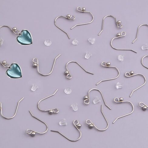 50pcs Stainless Steel French Earring Hooks Hypo-allergenic Ear Wires Ball Fish Hooks with 50pcs Clear Bullet Earring Backs for DIY Dangle Earrings Jewelry Making in Kuwait