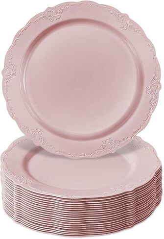 مجموعة أواني طعام للاستعمال مرة واحدة من Silver Spoons، مجموعة Vintage PC، أطباق سلطة، 20 قطعة (عبوة من 1)، أبيض in Kuwait