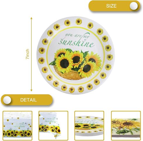 Baby Shower Plates and Napkins Tablecloth, 20 plates, 20 napkins And 1 Tablecloth for Golden Sunflower Party Supplies Sunflower Birthday Party Decoration in Saudi Arabia