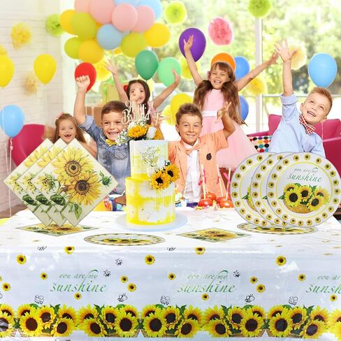 Baby Shower Plates and Napkins Tablecloth, 20 plates, 20 napkins And 1 Tablecloth for Golden Sunflower Party Supplies Sunflower Birthday Party Decoration in Saudi Arabia