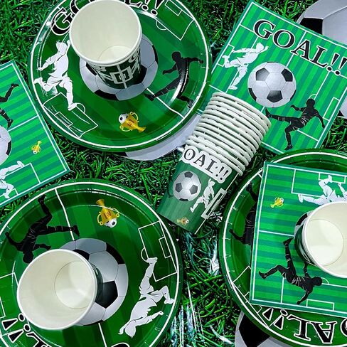 Soccer Birthday Party Supplies Serve 20, Soccer Party Decorations Include Banner, Balloons, Cake Topper, Plates, Cups, Napkins and Tablecloth, Soccer Birthday Decorations for Kids Teens Adults in Kuwait