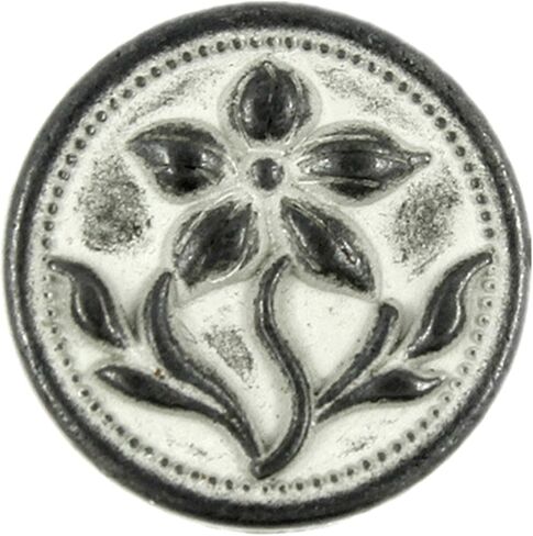 Bezelry 12 Pieces Gentianaceae Flower Metal Shank Buttons. 14mm (9/16 inch) (Gunmetal White Patina) in Kuwait
