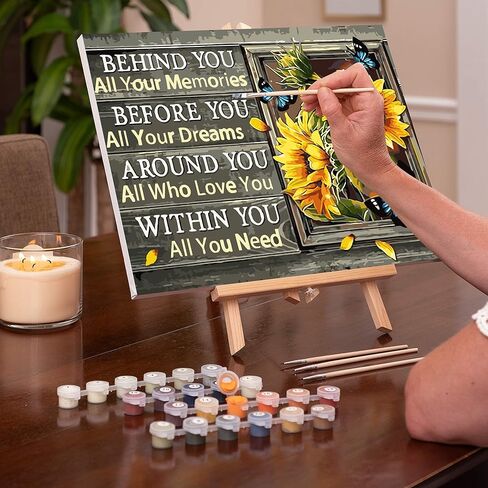 للبالغين، زهرة الفراشة سهلة الطلاء بالأرقام للمبتدئين، طلاء ألوان مائية أكريليك حسب الرقم للأطفال، مثالية للهدايا وديكور المنزل، 12 × 20 بوصة in Kuwait