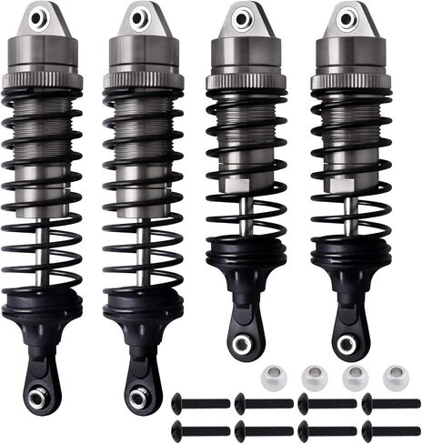AllinRC 4PCS Aluminum Front & Rear RC Shocks for 1/10 RC Truck Traxxas Slash 2WD/4x4 Shocks Rustler 4X4 Shocks Stampede 4X4 Shocks Hoss 4X4 Replace 5862 (Gray) in Saudi Arabia