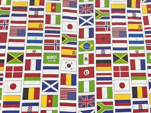 AMORNPHAN 45 بوصة مجموعة متنوعة من الأعلام الدولية العلم إنجلترا الولايات المتحدة الأمريكية اليابان طباعة نسيج القطن لرقعة الخياطة اليدوية صياغة الديكور المنزل ل 1 ياردة in Kuwait
