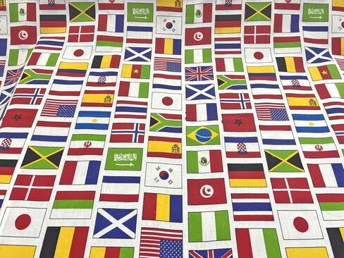 AMORNPHAN 45 بوصة مجموعة متنوعة من الأعلام الدولية العلم إنجلترا الولايات المتحدة الأمريكية اليابان طباعة نسيج القطن لرقعة الخياطة اليدوية صياغة الديكور المنزل ل 1 ياردة in Kuwait