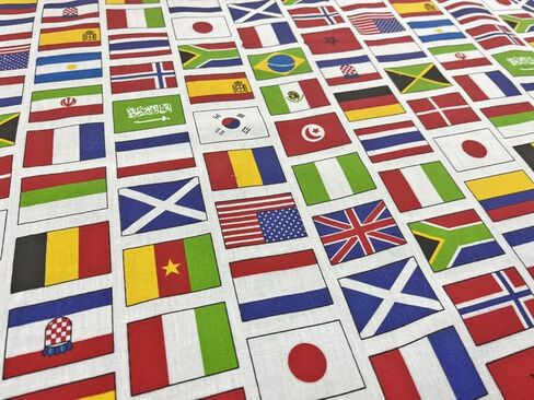 AMORNPHAN 45 بوصة مجموعة متنوعة من الأعلام الدولية العلم إنجلترا الولايات المتحدة الأمريكية اليابان طباعة نسيج القطن لرقعة الخياطة اليدوية صياغة الديكور المنزل ل 1 ياردة in Kuwait