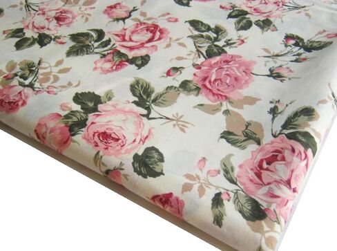 (1 Square Yard Cut) Flower Rose in Sweet Vintage Pink Red Roses Bouquet Wedding, Bunch on Off White Fabric 36 by 36-Inch Wide (1 Square Yard) (Pre-Cut) (FBA-CT146) in Saudi Arabia