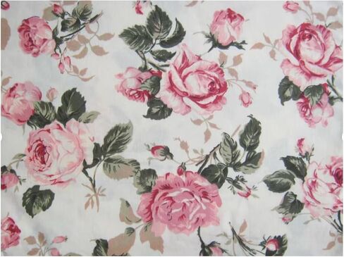 (1 Square Yard Cut) Flower Rose in Sweet Vintage Pink Red Roses Bouquet Wedding, Bunch on Off White Fabric 36 by 36-Inch Wide (1 Square Yard) (Pre-Cut) (FBA-CT146) in Saudi Arabia