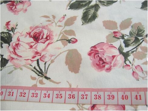 (1 Square Yard Cut) Flower Rose in Sweet Vintage Pink Red Roses Bouquet Wedding, Bunch on Off White Fabric 36 by 36-Inch Wide (1 Square Yard) (Pre-Cut) (FBA-CT146) in Saudi Arabia
