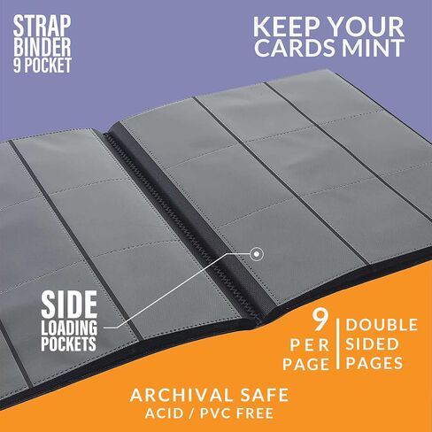 Trading Card Binder - Card Album Folder - Side Loading for TCG (9 Pocket, Black) in Kuwait