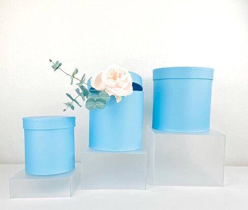 UNIKPACKAGING Premium Quality Round Flower Box, Gift Boxes for Luxury Flower and Gift Arrangements, Set of 3 pcs (Pink) in Kuwait