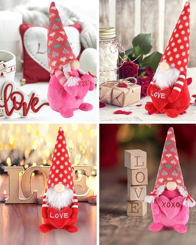 iStatue Valentine Gnomes Plush Dolls 14 in - 2-Pack Cute Cuddly Elf with Signs Love XOXO - Valentines Gifts Valentines Day Decor - Christmas Valentines Day Decorations for The Home (14-Inch) in Kuwait