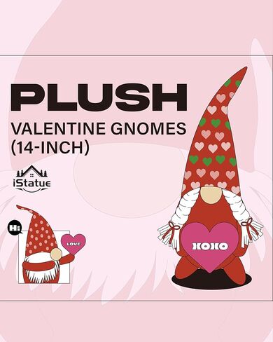 iStatue Valentine Gnomes Plush Dolls 14 in - 2-Pack Cute Cuddly Elf with Signs Love XOXO - Valentines Gifts Valentines Day Decor - Christmas Valentines Day Decorations for The Home (14-Inch) in Kuwait
