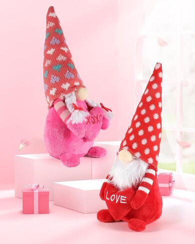 iStatue Valentine Gnomes Plush Dolls 14 in - 2-Pack Cute Cuddly Elf with Signs Love XOXO - Valentines Gifts Valentines Day Decor - Christmas Valentines Day Decorations for The Home (14-Inch) in Kuwait