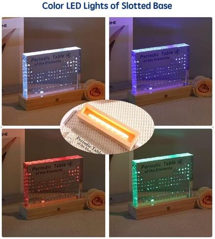 جدول دوري من فرانك مودي بعناصر حقيقية، عرض مخطط دوري اكريليك كريستالي مقلد مع اضواء LED ملونة وقاعدة لاسلكية، 83 عينة حقيقية، مخطط دوري 5.9 × 4.5 × 0.8 انش in Kuwait