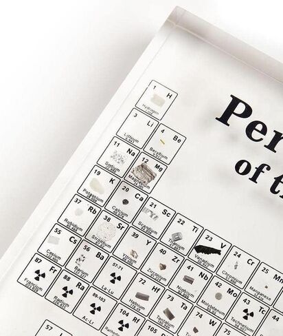 جدول دوري من فرانك مودي بعناصر حقيقية، عرض مخطط دوري اكريليك كريستالي مقلد مع اضواء LED ملونة وقاعدة لاسلكية، 83 عينة حقيقية، مخطط دوري 5.9 × 4.5 × 0.8 انش in Kuwait