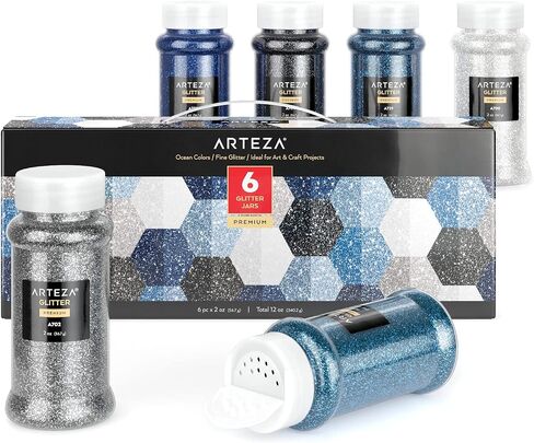 مجموعة Arteza Chunky Glitter، 6 × زجاجات 2 أونصة، لمعان جوهري للراتنج والغراء والطلاء الأكريليك ولوازم الفنون والحرف اليدوية لإنشاء مشاريع DIY وفن العطلات in Saudi Arabia