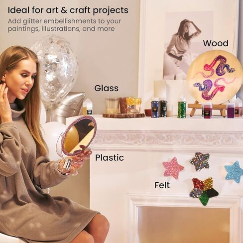 مجموعة Arteza Chunky Glitter، 6 × زجاجات 2 أونصة، لمعان جوهري للراتنج والغراء والطلاء الأكريليك ولوازم الفنون والحرف اليدوية لإنشاء مشاريع DIY وفن العطلات in Saudi Arabia