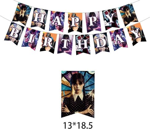 زينة حفلات اعياد الميلاد من وينزداي ادامز، لوازم حفلات وينزداي ادامز بما في ذلك لافتات وبالونات لاتكس وقبعات علوية للكعك وقبعات علوية للكب كيك ودوامة معلقة in Kuwait