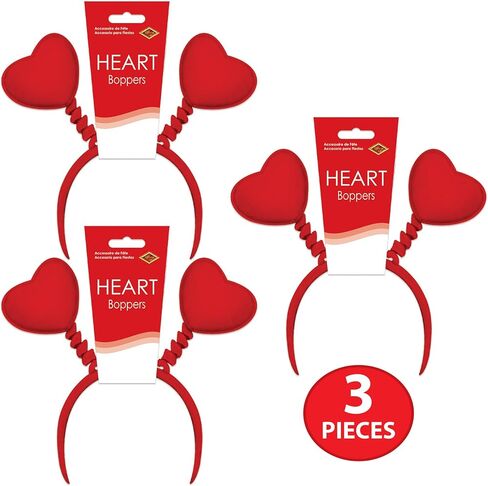 Beistle S70765RAZ3 Heart Boppers مقاس واحد يناسب الجميع (أحمر)، عبوة من 3 قطع in Kuwait