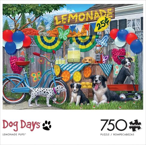 Buffalo Games - Lemonade Pups - 750 Piece Jigsaw Puzzle for Adults Challenging Puzzle Perfect for Game Nights - 750 Piece Finished Size is 24.00 x 18.00 in Saudi Arabia