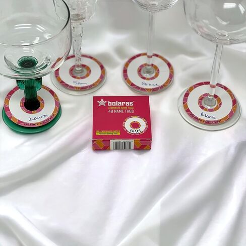 علامات اسم مشروب Bolaras Stemware لكؤوس النبيذ (48 قطعة)، مزامير الشمبانيا، أو الكوكتيلات، علامات تعريف لطيفة يمكنك صنعها بنفسك، بطاقة ورقية للاستعمال مرة واحدة لضيوف الحفلات in Kuwait